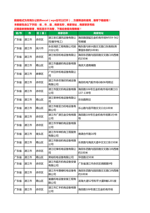 2020新版广东省湛江市机电科技有限公司工商企业公司商家名录名单黄页联系电话号码地址大全61家