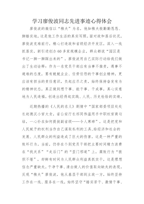 学习廖俊波同志先进事迹的心得体会