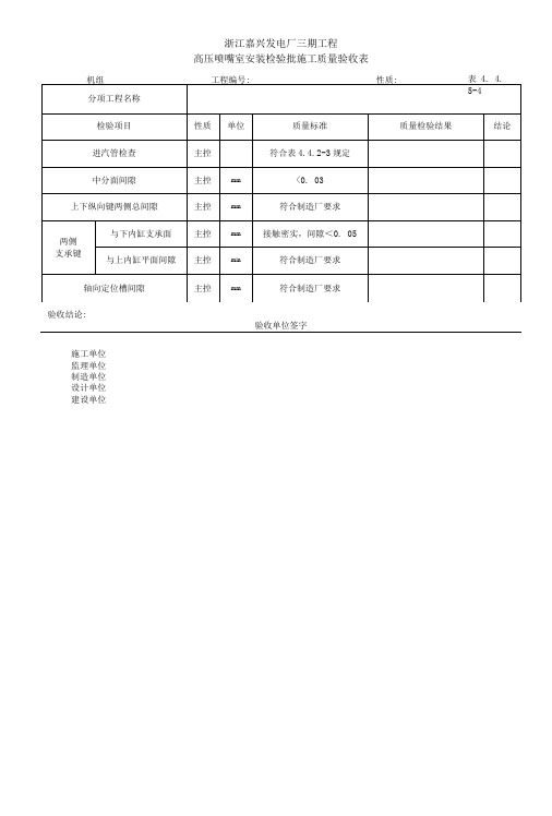 4.4.5-4 高压喷嘴室安装检验批施工质量验收表