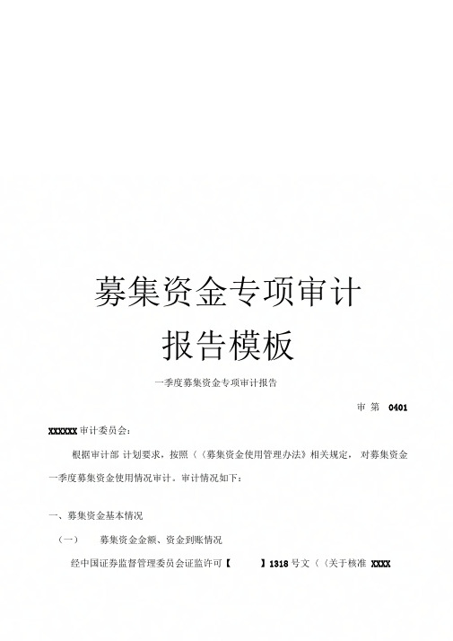 《募集资金专项审计报告模板》