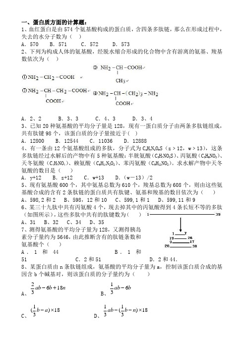 高中生物常见计算题例题附答案