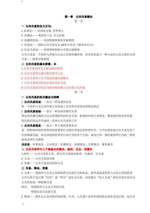 自考公共关系学重点笔记