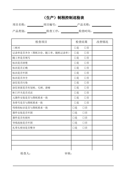 生产制程控制巡检表