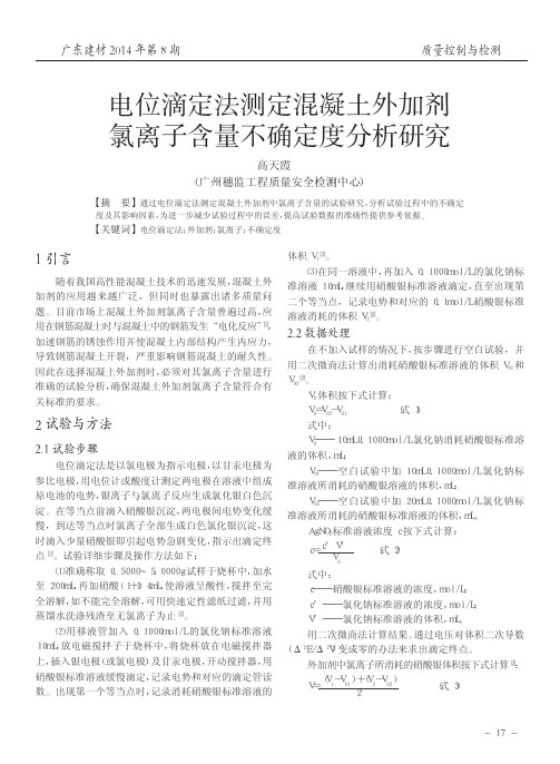 电位滴定法测定混凝土外加剂氯离子含量不确定度分析研究_