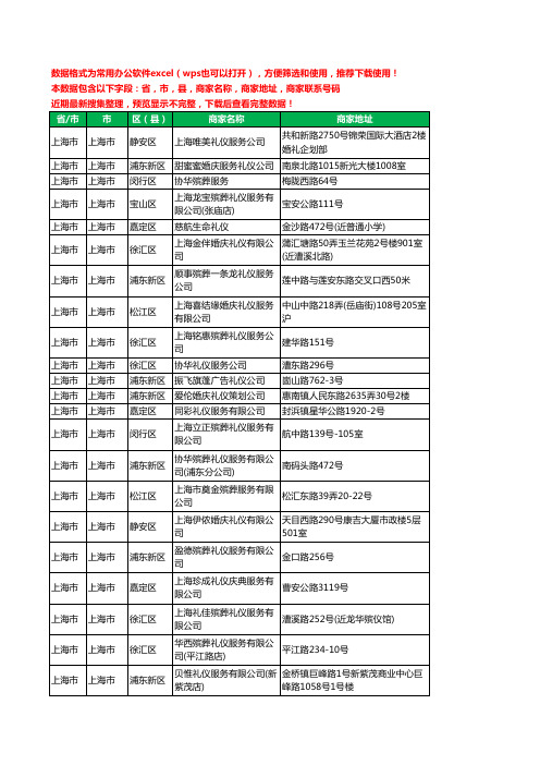 2020新版上海市礼仪有限公司工商企业公司商家名录名单黄页联系电话号码地址大全108家