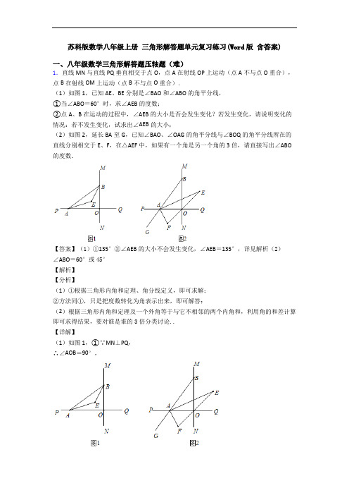 苏科版数学八年级上册 三角形解答题单元复习练习(Word版 含答案)