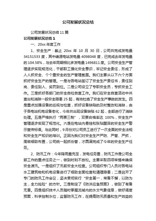 公司发展状况总结11篇