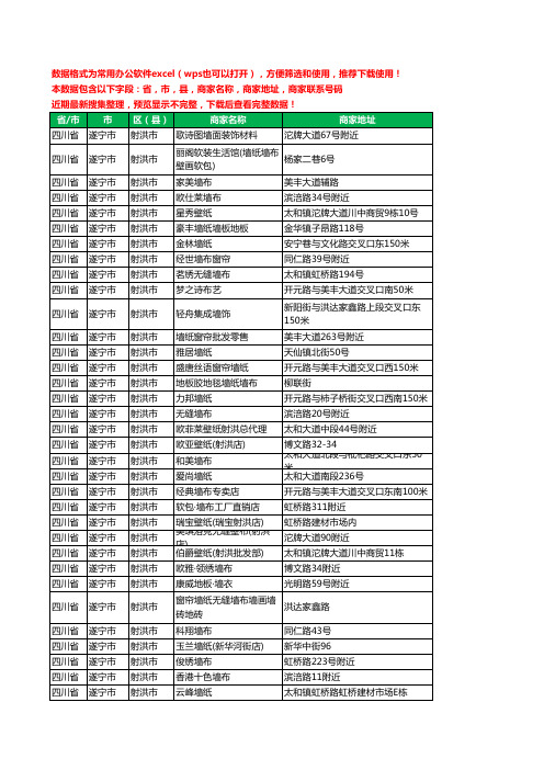 2020新版四川省遂宁市射洪市壁纸工商企业公司商家名录名单联系电话号码地址大全39家