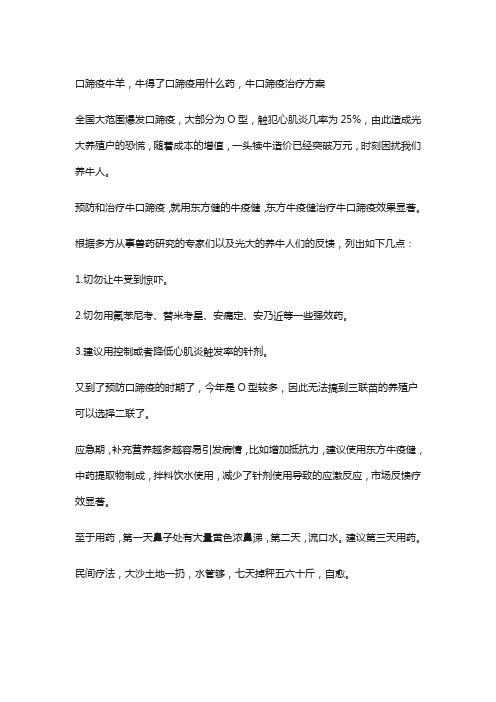 口蹄疫牛羊,牛得了口蹄疫用什么药,牛口蹄疫治疗方案