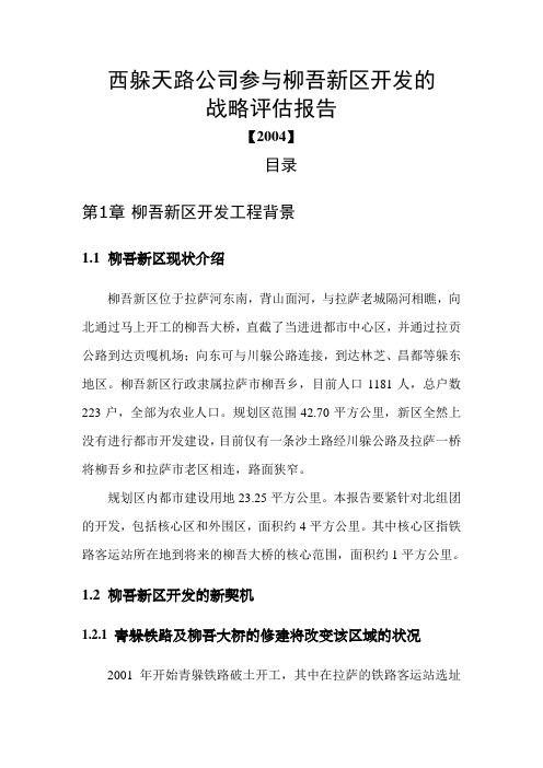 某公司参与柳吾新区开发的战略评估报告