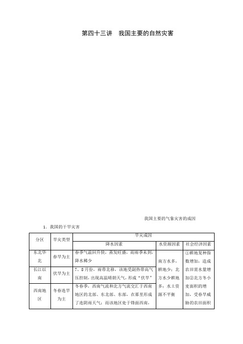 高考地理一轮复习考点透析学案：《我国主要的自然灾害》