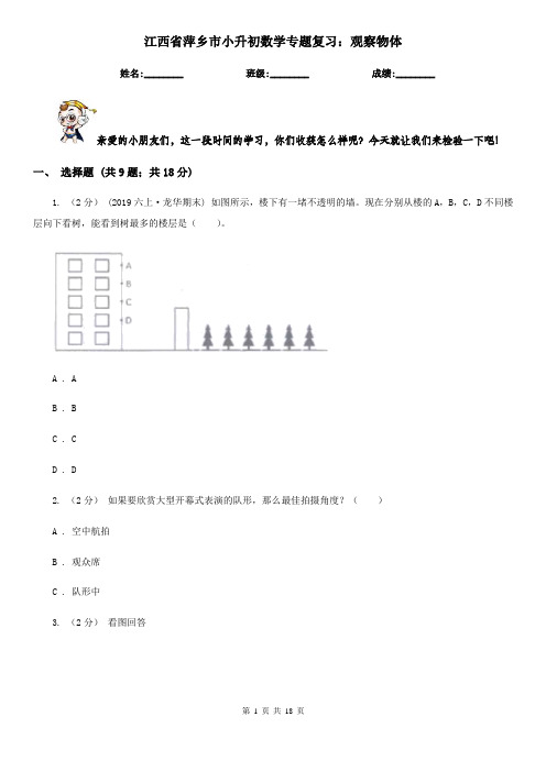 江西省萍乡市小升初数学专题复习：观察物体