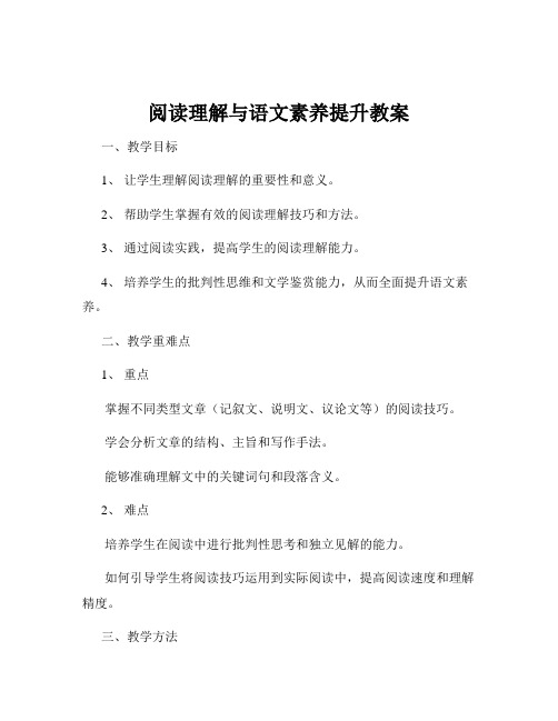 阅读理解与语文素养提升教案