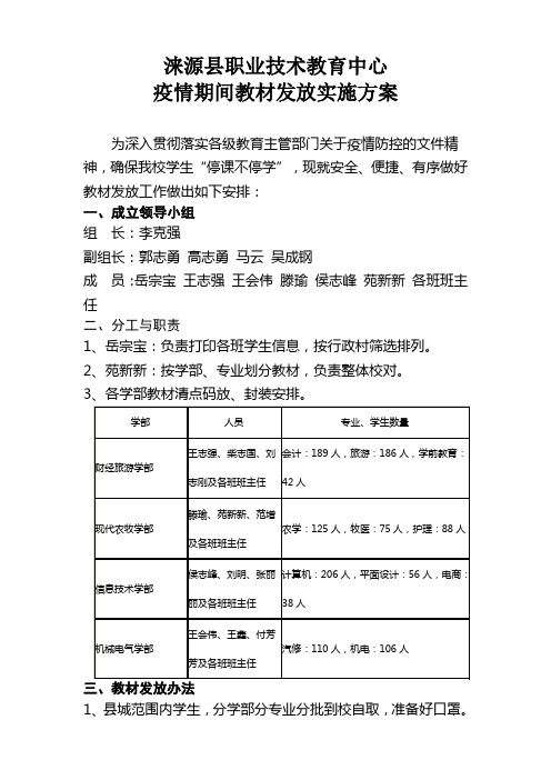 教材发放方案