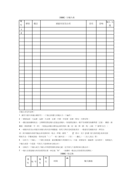 3-分镜头表、场记表、场记板