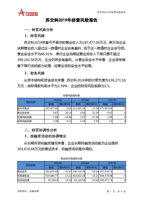 苏交科2019年经营风险报告