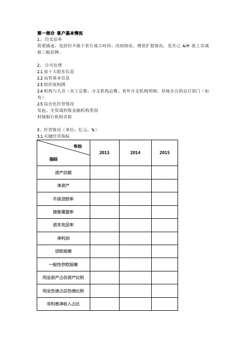 银行同业授信需提供的资料清单