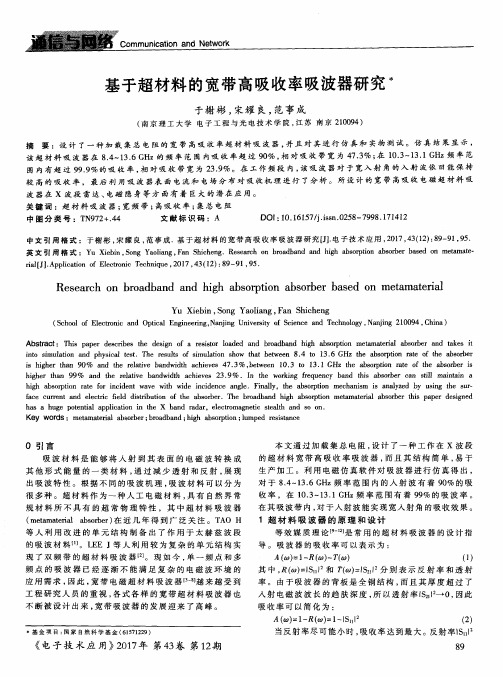 基于超材料的宽带高吸收率吸波器研究