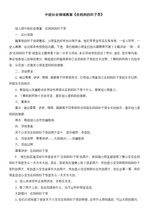 中班社会领域教案《在妈妈的肚子里》