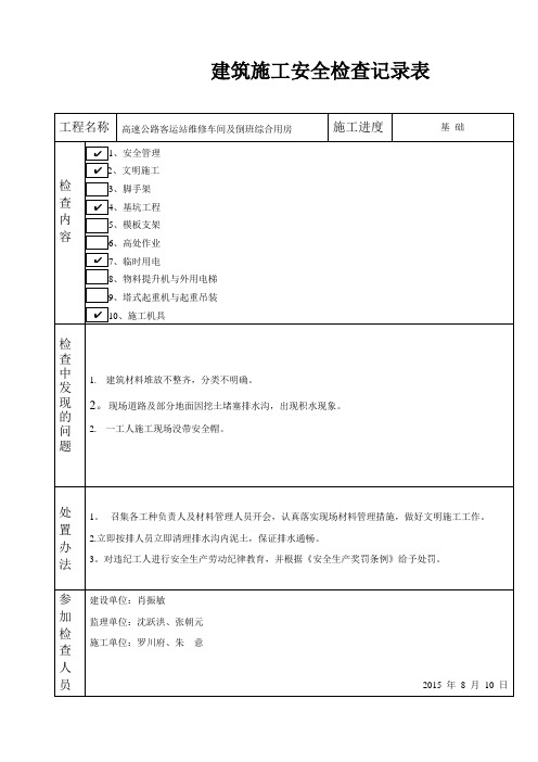 建筑施工安全检查记录表[1](1)