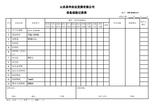 熟鱼片日常设备巡检记录