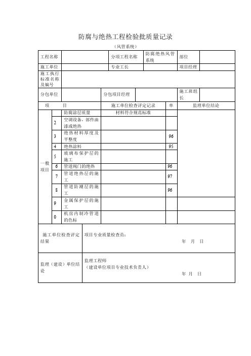 防腐与绝热工程检验批质量记录