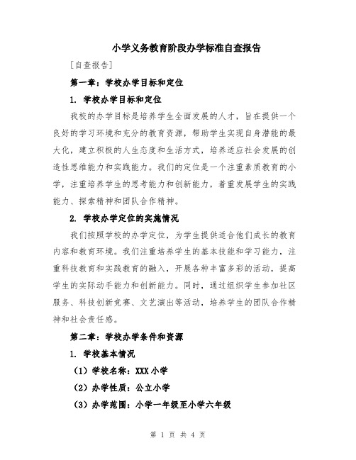小学义务教育阶段办学标准自查报告