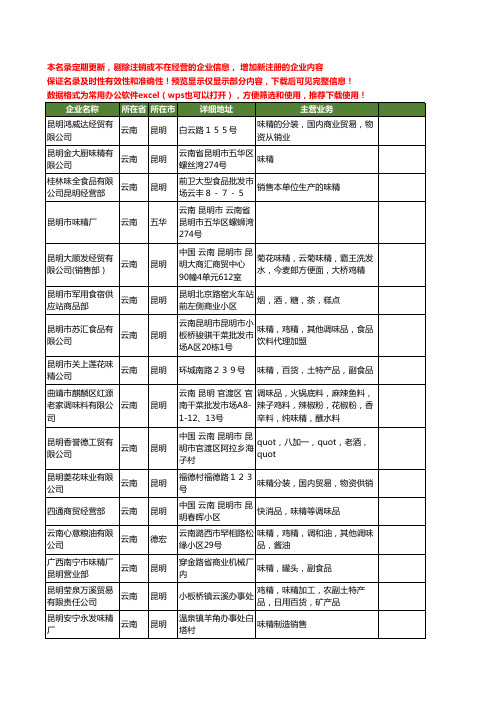 新版云南省味精工商企业公司商家名录名单联系方式大全58家