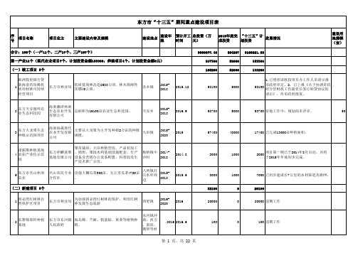 东方市十三五规划重点建设项目