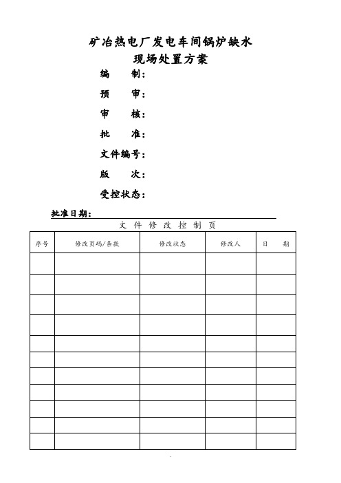 锅炉缺水现场处置方案