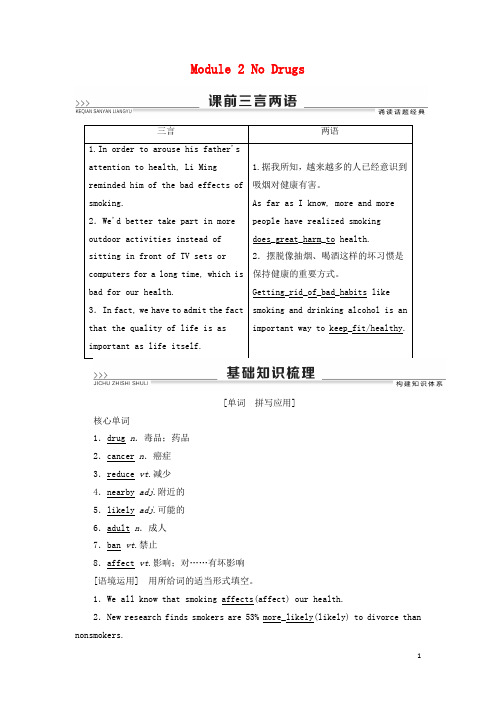 外研版高考英语一轮复习Module2NoDrugs学案