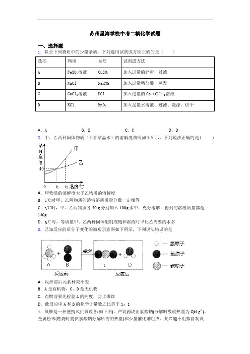 苏州星湾学校中考二模化学试题