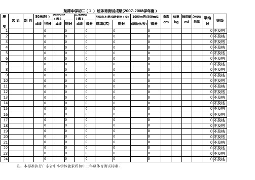 八年级体育成绩自动统计表