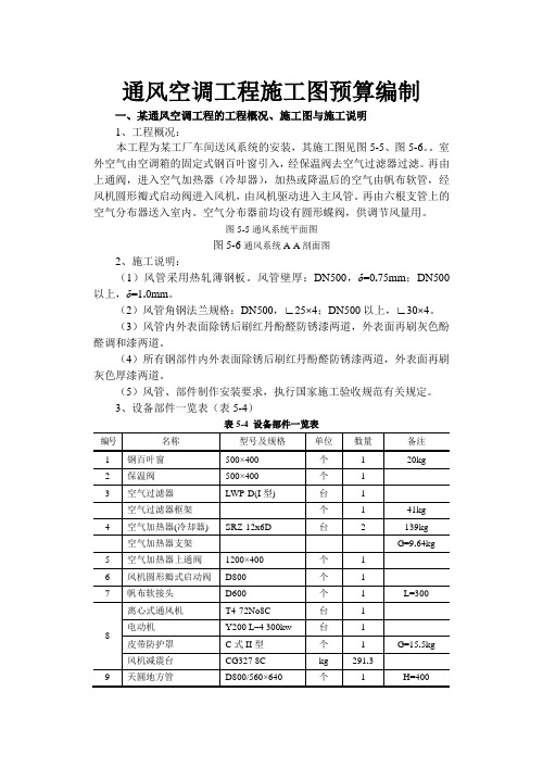 通风空调工程施工图预算编制实例