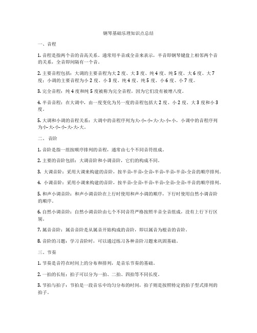 钢琴基础乐理知识点总结