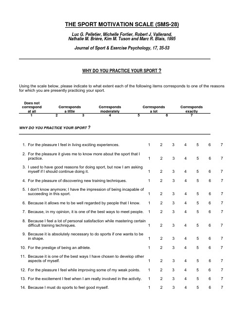 thesportmotivationscale（sms-28）：体育运动动机量表（sms-28）