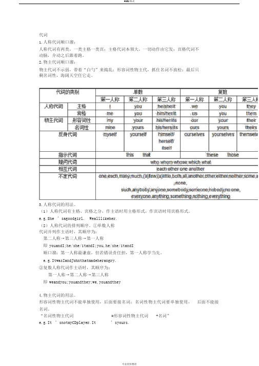 初中知识点总结(中考必备)——代词的讲解