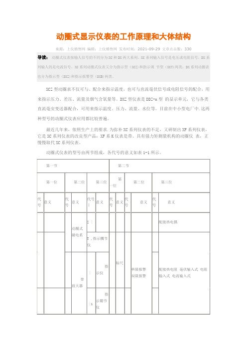 动圈式显示仪表的工作原理和大体结构