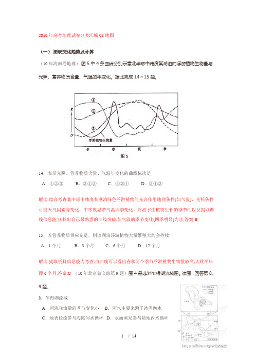 2010年高考地理试题分类汇编地图