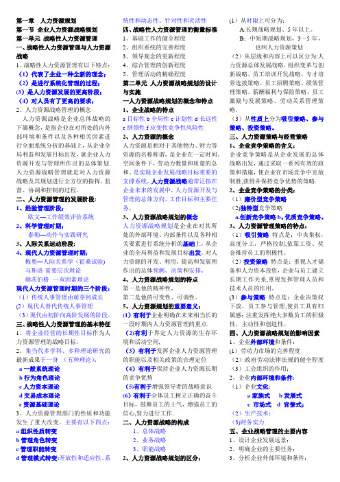 企业人力资源管理师一级复习资料(完整版)