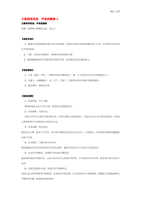 大班科学活动  声音的秘密2 