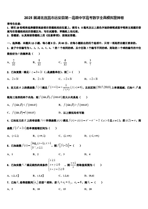 2025届湖北宜昌市远安县第一高级中学高考数学全真模拟密押卷含解析