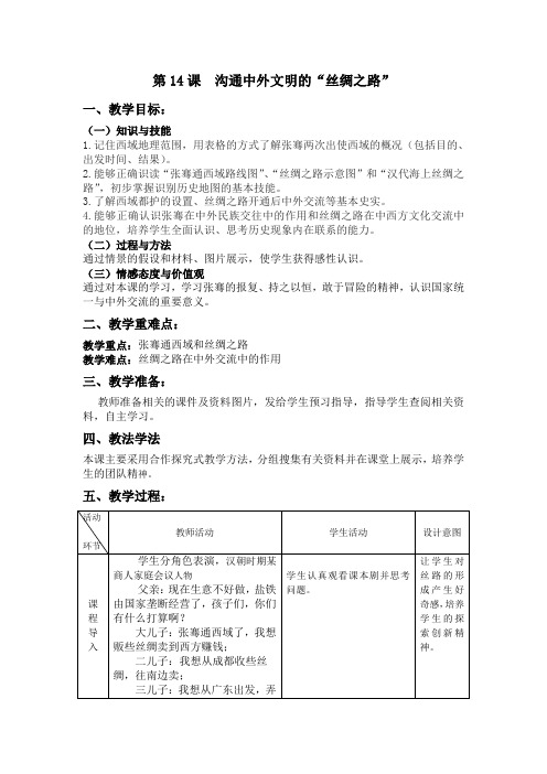 《第14课  沟通中外文明的“丝绸之路”》 优秀教案