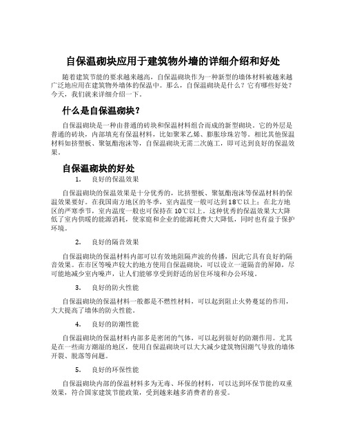 自保温砌块应用于建筑物外墙的详细介绍和好处