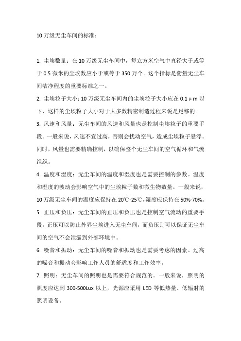 10万级无尘间粉尘标准