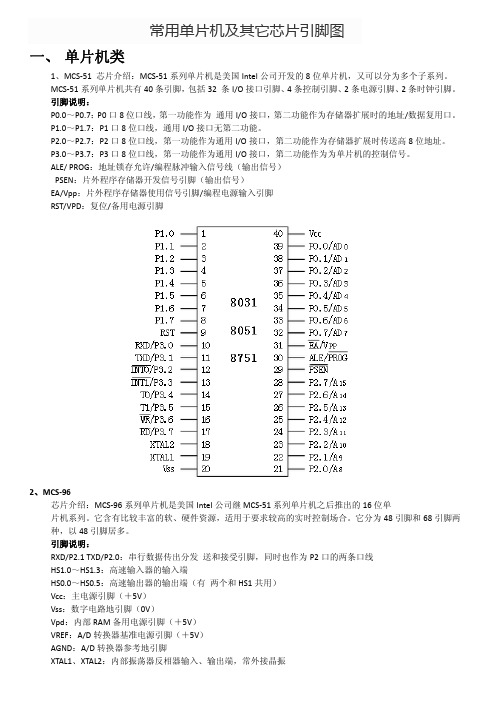 常用单片机及其它芯片引脚图