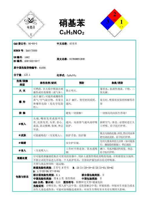 国际化学品安全卡-硝基苯