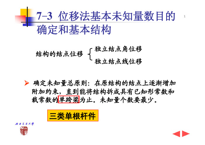 位移法基本未知量数目的确定和基本结构