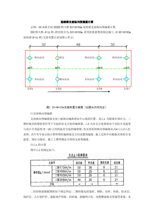 连续梁支座纵向预偏量计算