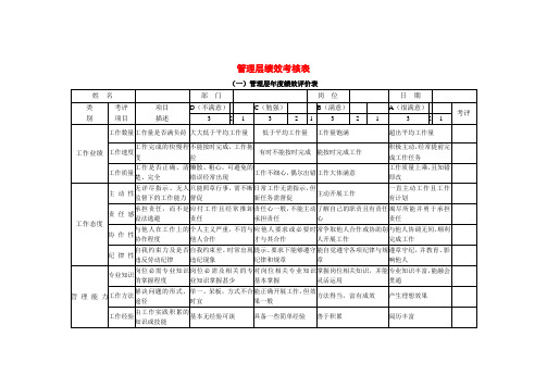 管理层绩效考核表